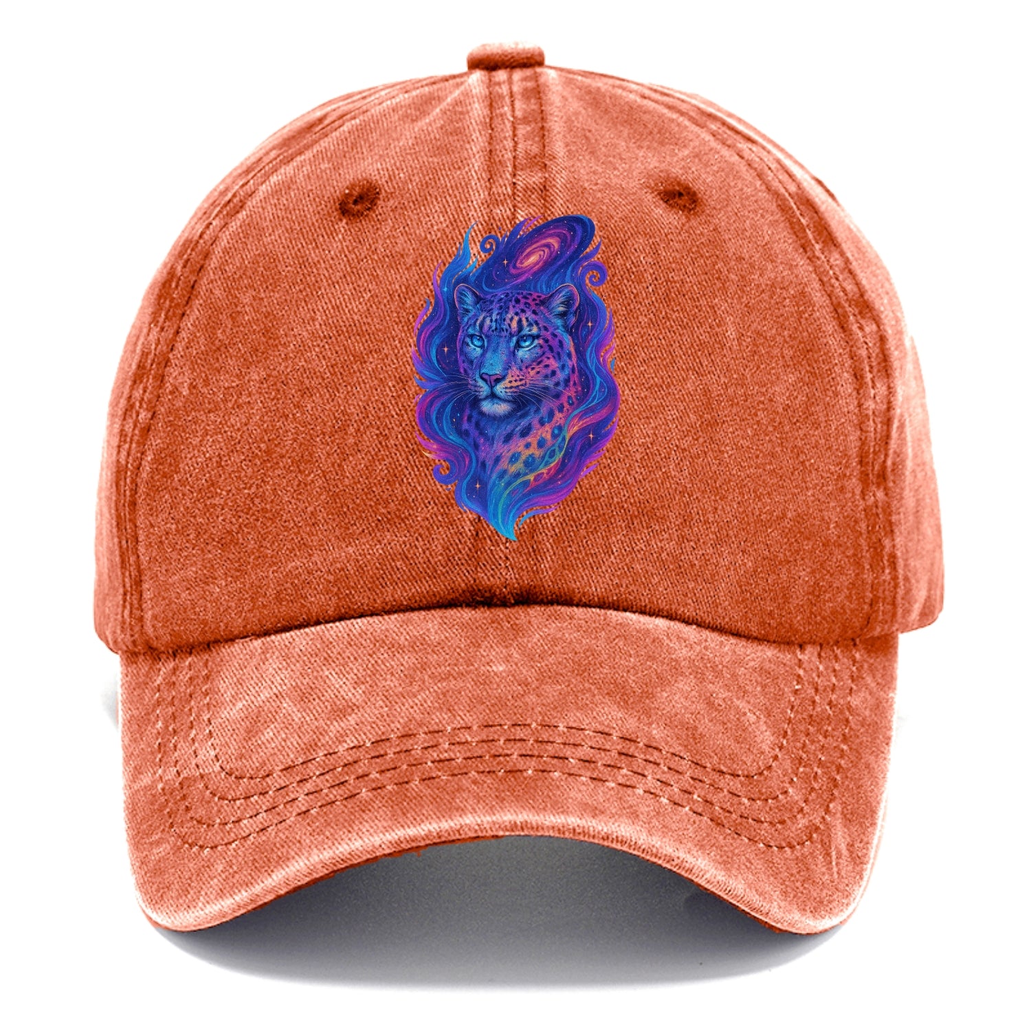 Majestic snow leopard with rainbow gradient spots, crystalline flowing patterns, - Classic Cap - Terracotta Clay(Orange)