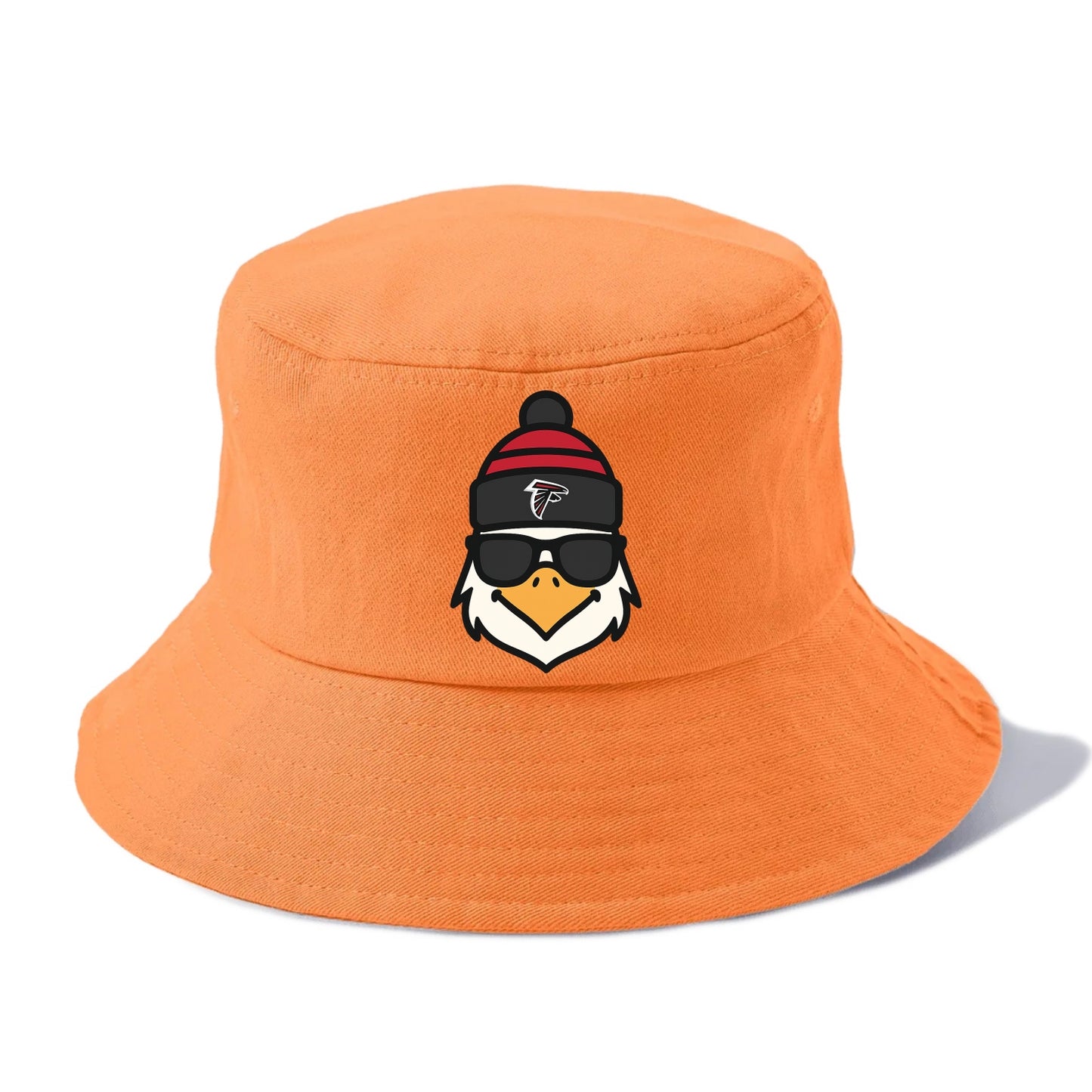 Atlanta Falcon wearing Falcons red and black beanie with pom pom and wayfarer - Bucket Hat - Terracotta Clay(Orange)