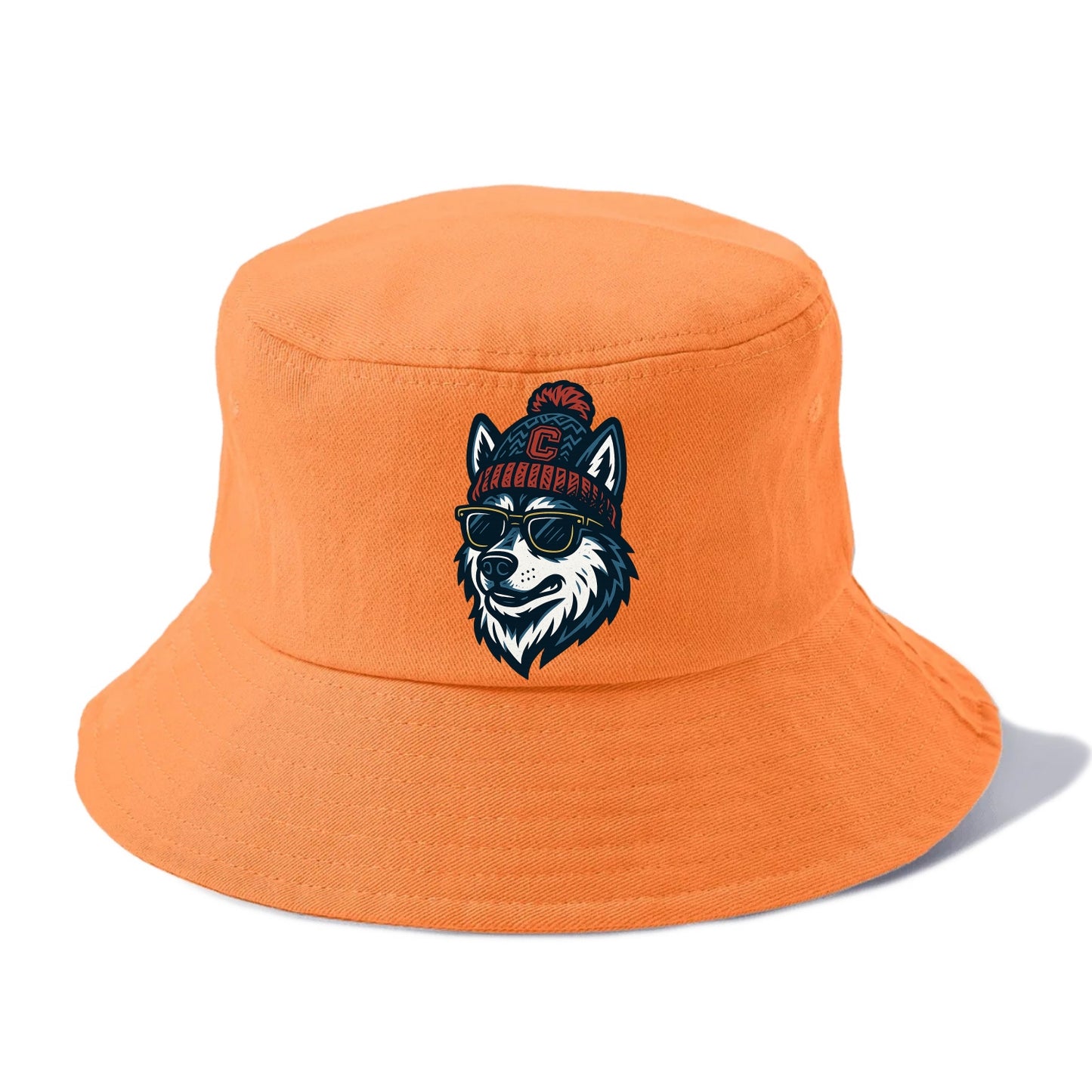 Storrs Husky wearing UConn beanie with C patch - Bucket Hat - Terracotta Clay(Orange)