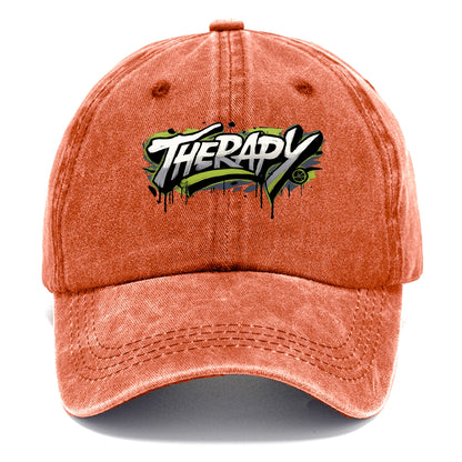 Bold typography design - "THERAPY" - mental health, getting help - Classic Cap - Terracotta Clay(Orange)