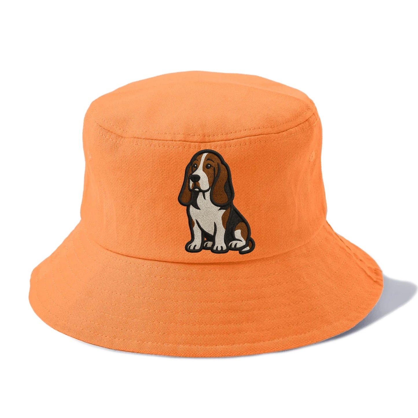 Basset Hound - Tri-color embroidered sit Bucket Hat - Terracotta Clay(Orange)