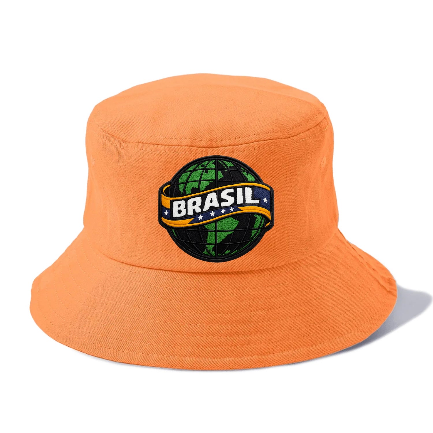 BRAZILIAN FLAG GLOBE - green globe with banner in green yellow blue , Brasil - Bucket Hat - Terracotta Clay(Orange)