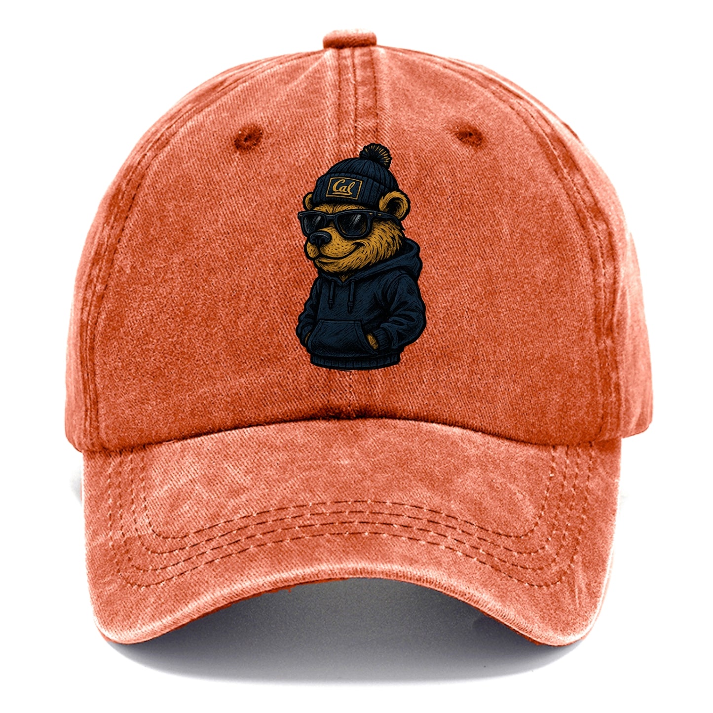 Berkeley Bear wearing Cal beanie with script patch - Classic Cap - Terracotta Clay(Orange)