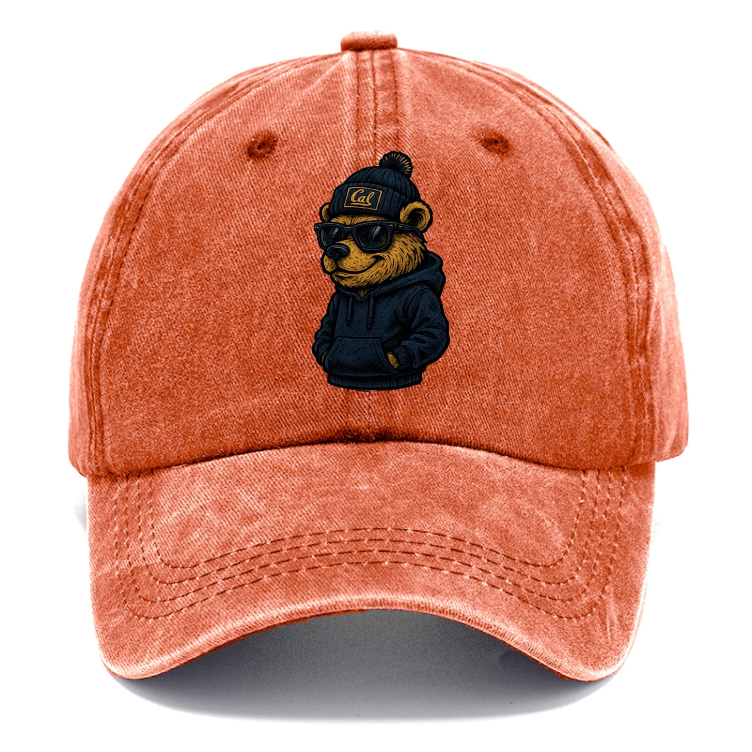 Berkeley Bear wearing Cal beanie with script patch - Classic Cap - Terracotta Clay(Orange)