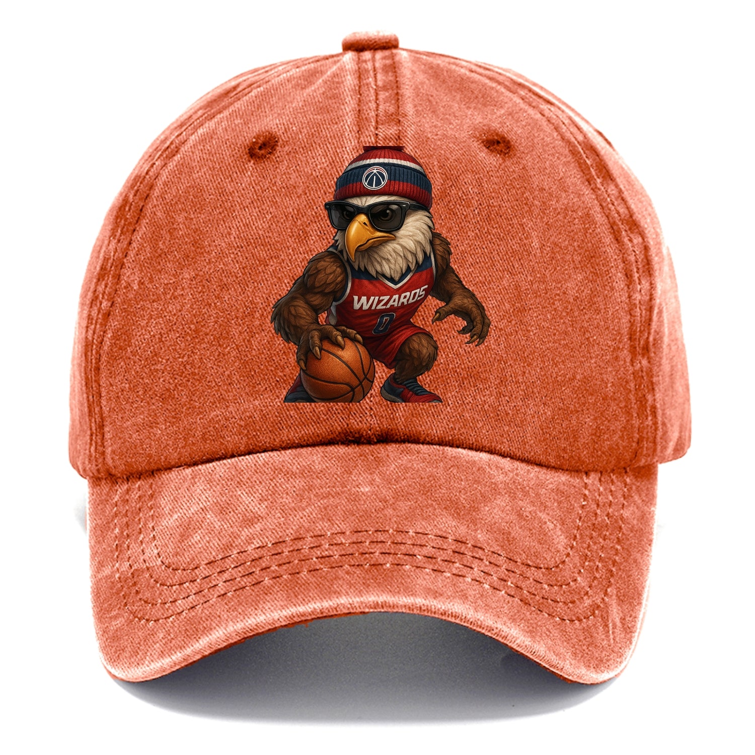 DC Eagle wearing Wizards red white and blue beanie with monument patch and wayfarer - Classic Cap - Terracotta Clay(Orange)