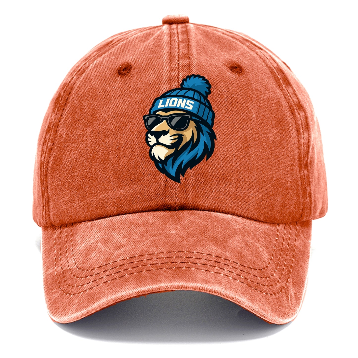 Detroit Lion wearing Lions Honolulu blue and silver beanie with pom pom and wayfarer - Classic Cap - Terracotta Clay(Orange)