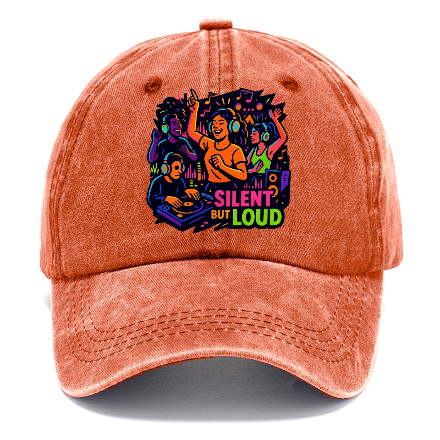 Silent disco dancers with glowing headphones - "Silent But Loud" - unique concert - Classic Cap - Terracotta Clay(Orange)