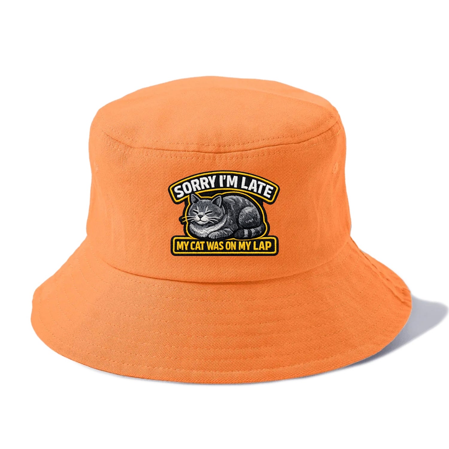 SORRY IM LATE MY CAT WAS ON MY LAP - cat loaf in gray , valid excuse - Bucket Hat - Terracotta Clay(Orange)