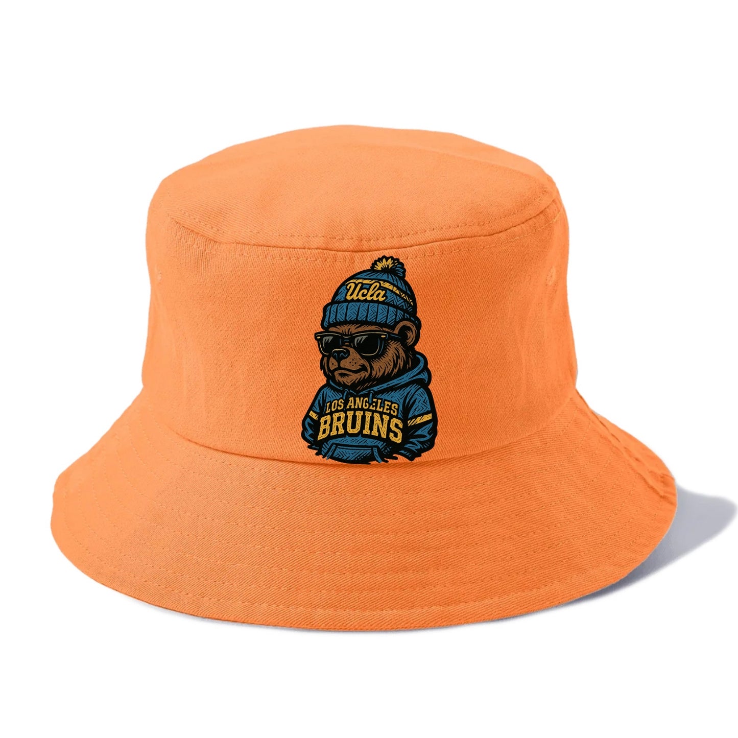 Los Angeles Bruin wearing UCLA beanie with script patch - Bucket Hat - Terracotta Clay(Orange)