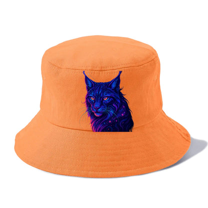 Stealthy lynx with ear tufts forming constellation patterns, nebula spots across the - Bucket Hat - Terracotta Clay(Orange)