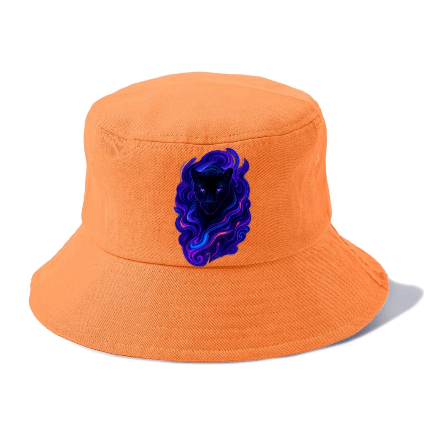Sleek black panther emerging from swirls of deep purple and electric blue, shadow-like - Bucket Hat - Terracotta Clay(Orange)
