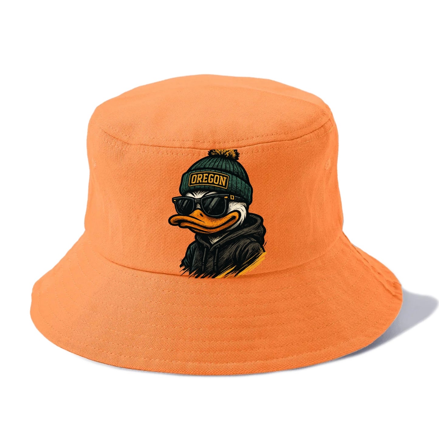 Eugene Duck wearing Oregon beanie with O patch - Bucket Hat - Terracotta Clay(Orange)