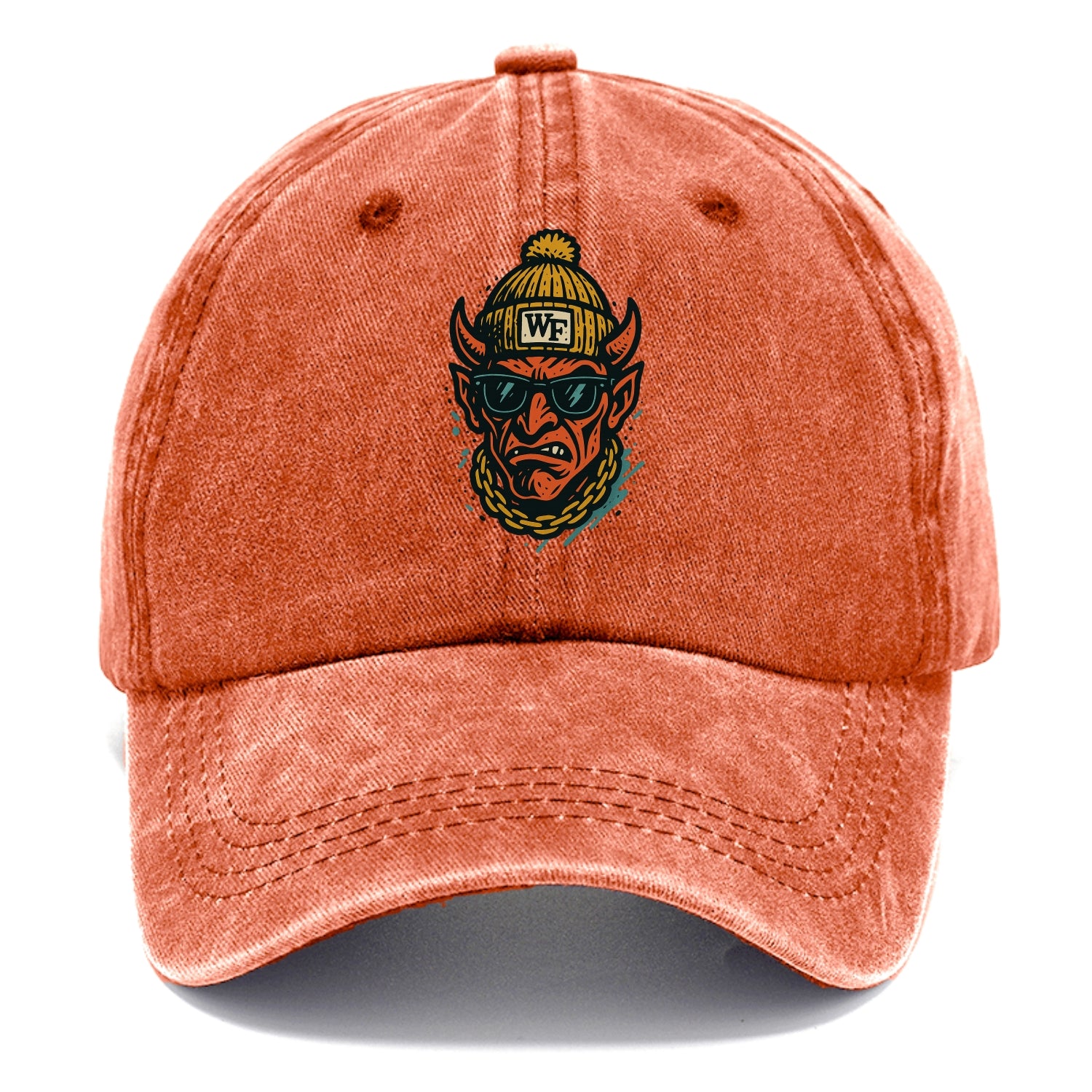 Winston-Salem Demon wearing Wake Forest beanie with WF patch - Classic Cap - Terracotta Clay(Orange)