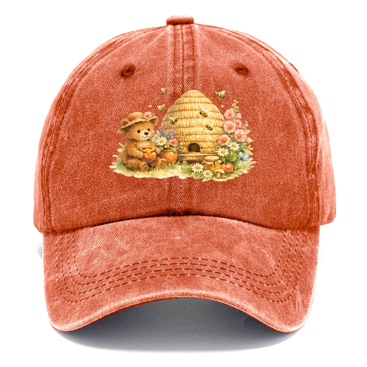 SKEP HIVE | Traditional straw beehive | Cottage garden setting | Buzzing activity | - Classic Cap - Terracotta Clay(Orange)