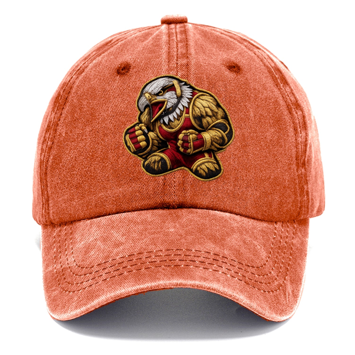 Embroidered patch design - WRESTLING EAGLE - fierce eagle with wrestling singlet in - Classic Cap - Terracotta Clay(Orange)