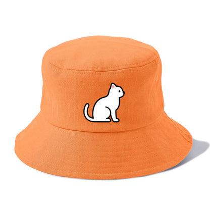 Domestic Shorthair - White classic flat side profile - Bucket Hat - Terracotta Clay(Orange)