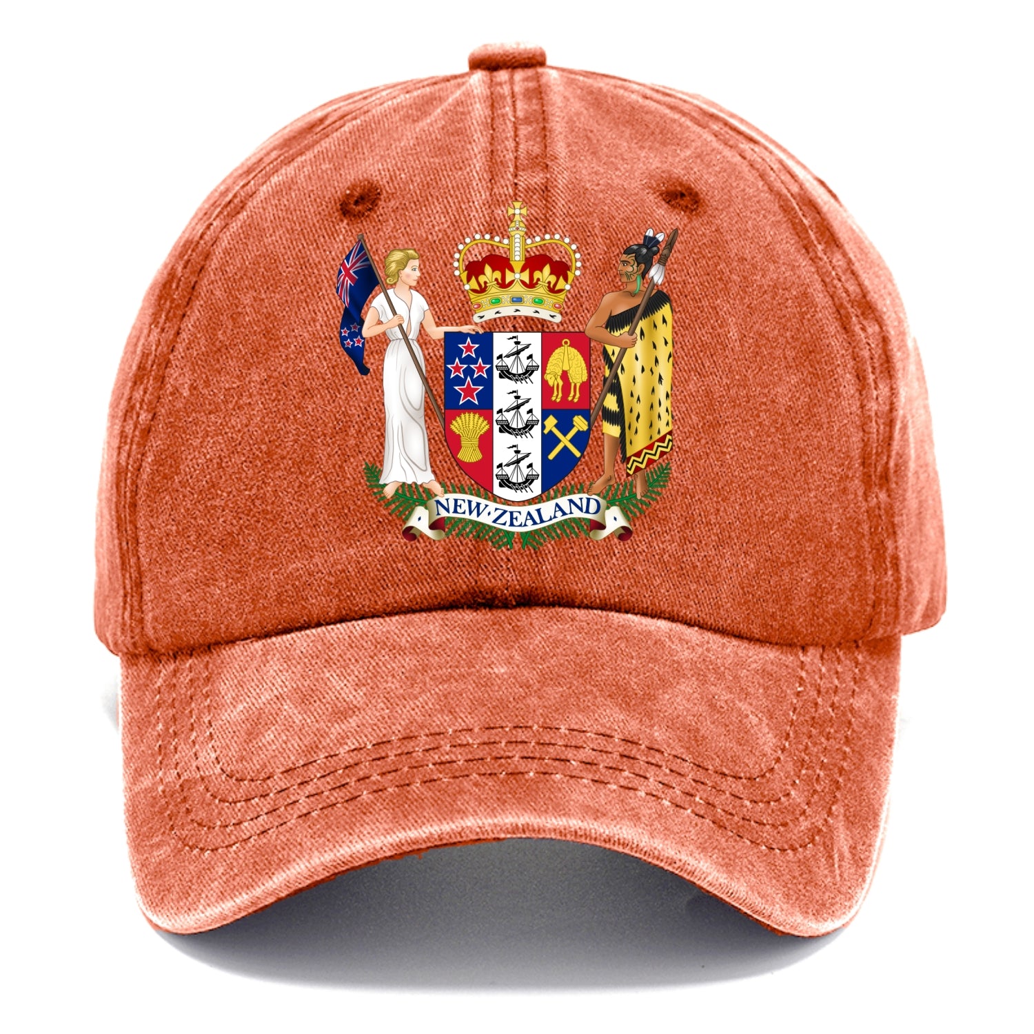 Coat Of Arms Of New Zealand - Classic Cap - Terracotta Clay(Orange)