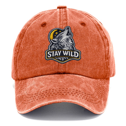 STAY WILD - wolf with text in gray , free spirit - Classic Cap - Terracotta Clay(Orange)