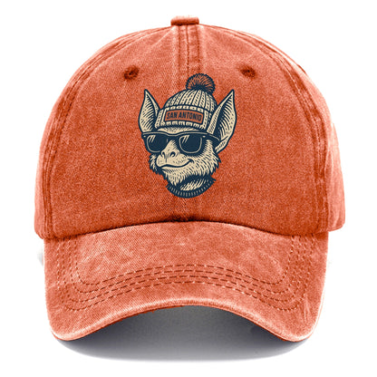 San Antonio Bat wearing San Antonio beanie with pom pom and wayfarer sunglasses - Classic Cap - Terracotta Clay(Orange)
