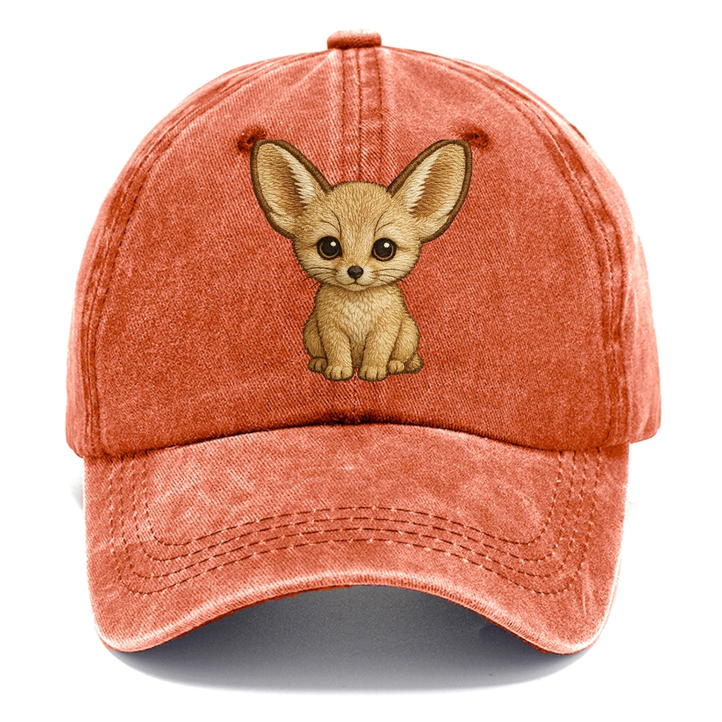 Baby Fennec Fox - huge ears, cream fur, large dark eyes, front-facing, desert baby - Classic Cap - Terracotta Clay(Orange)