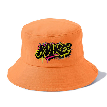 Bold typography design - "MAKE" - creating, producing, doing - Bucket Hat - Terracotta Clay(Orange)