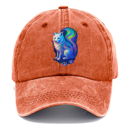 Graceful arctic fox with tail streaming aurora colors, white fur with prismatic - Classic Cap - Terracotta Clay(Orange)