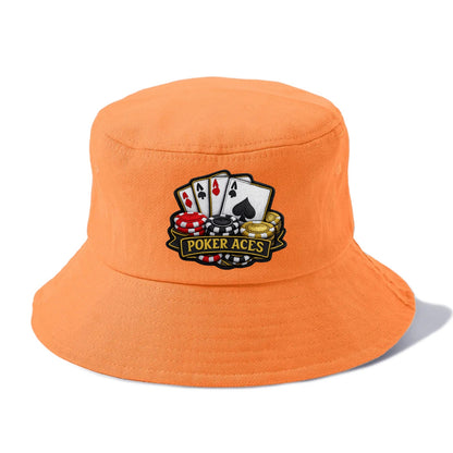 Embroidered patch design - POKER ACES - four aces with chips in red, black and gold - Bucket Hat - Terracotta Clay(Orange)