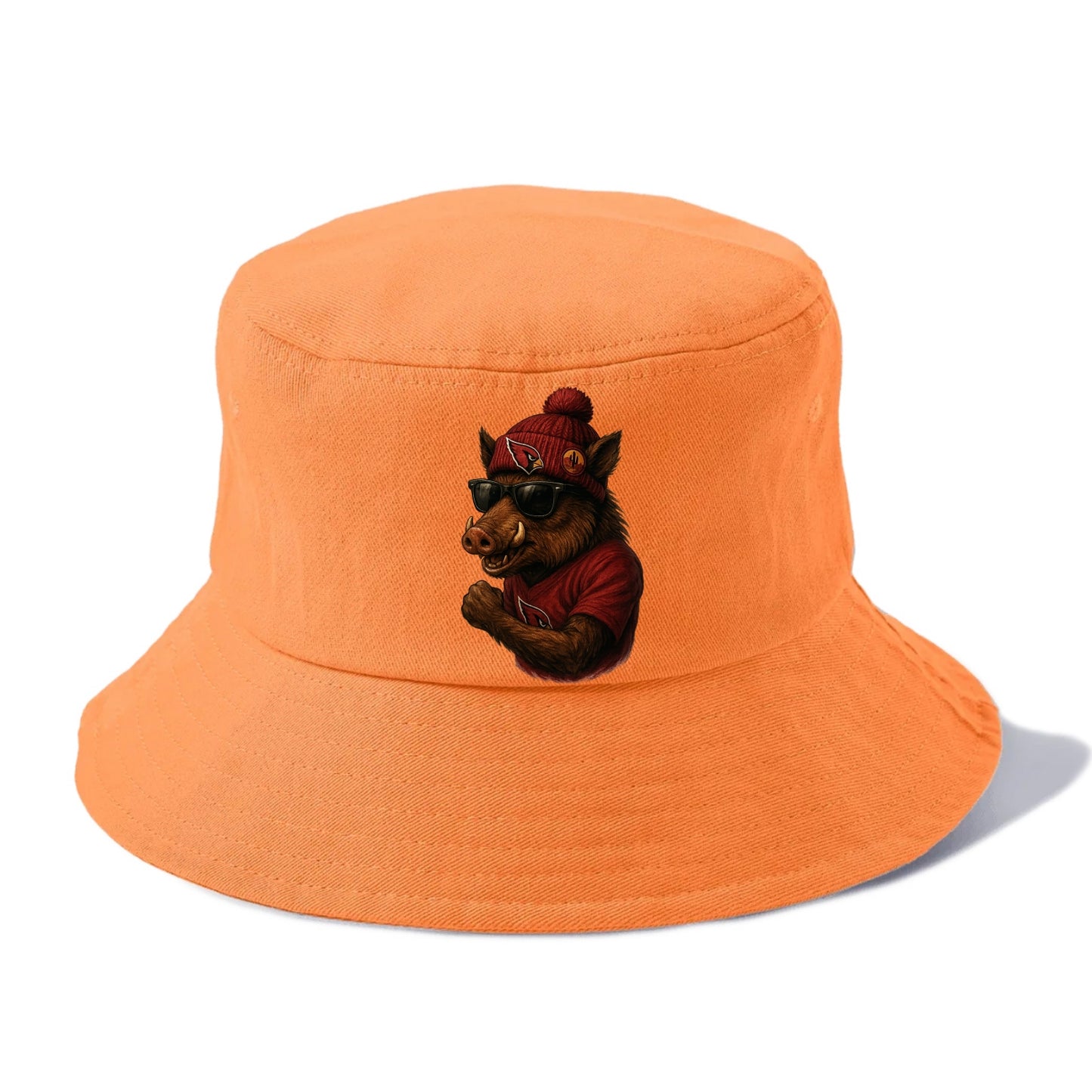 Arizona Javelina wearing Cardinals beanie with desert patch and wayfarer sunglasses - Bucket Hat - Terracotta Clay(Orange)