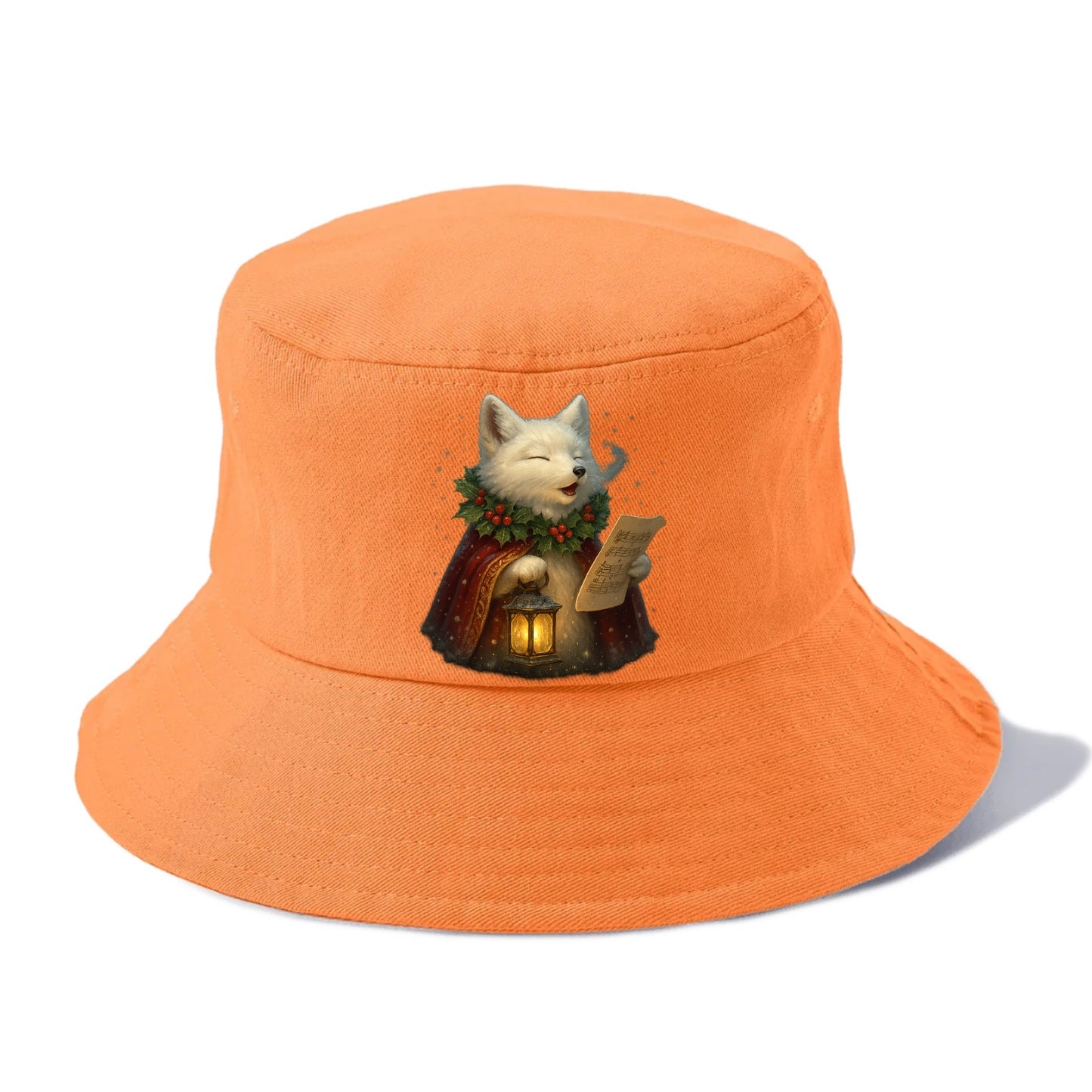 Snowbound Arctic Fox Caroler  - Bucket Hat - Terracotta Clay(Orange)