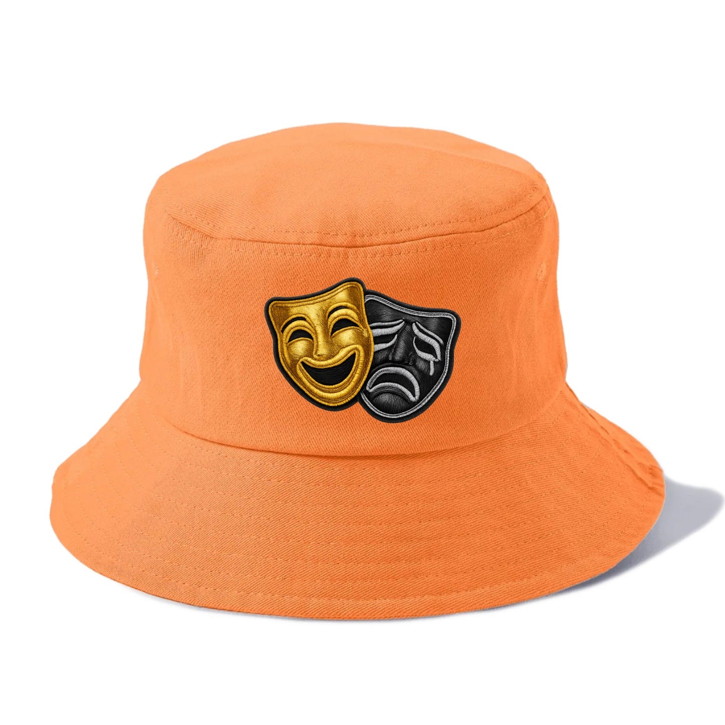 BROADWAY MASKS - comedy tragedy masks in gold and black , theater - Bucket Hat - Terracotta Clay(Orange)