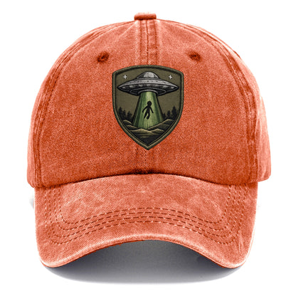 UFO ALIEN - flying saucer with beam in silver and green , extraterrestrial - Classic Cap - Terracotta Clay(Orange)