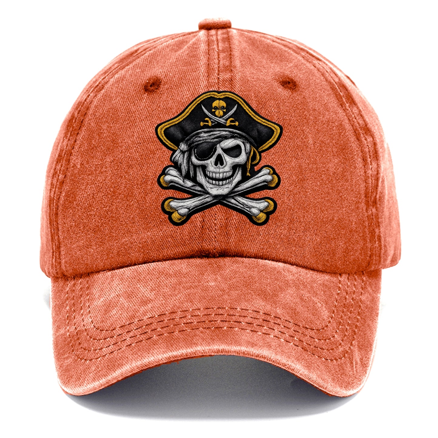 PIRATE SKULL - Jolly Roger skull in black and white , pirate - Classic Cap - Terracotta Clay(Orange)