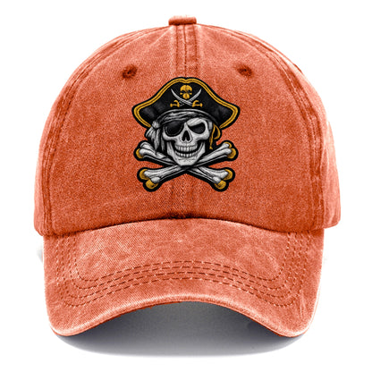 PIRATE SKULL - Jolly Roger skull in black and white , pirate - Classic Cap - Terracotta Clay(Orange)