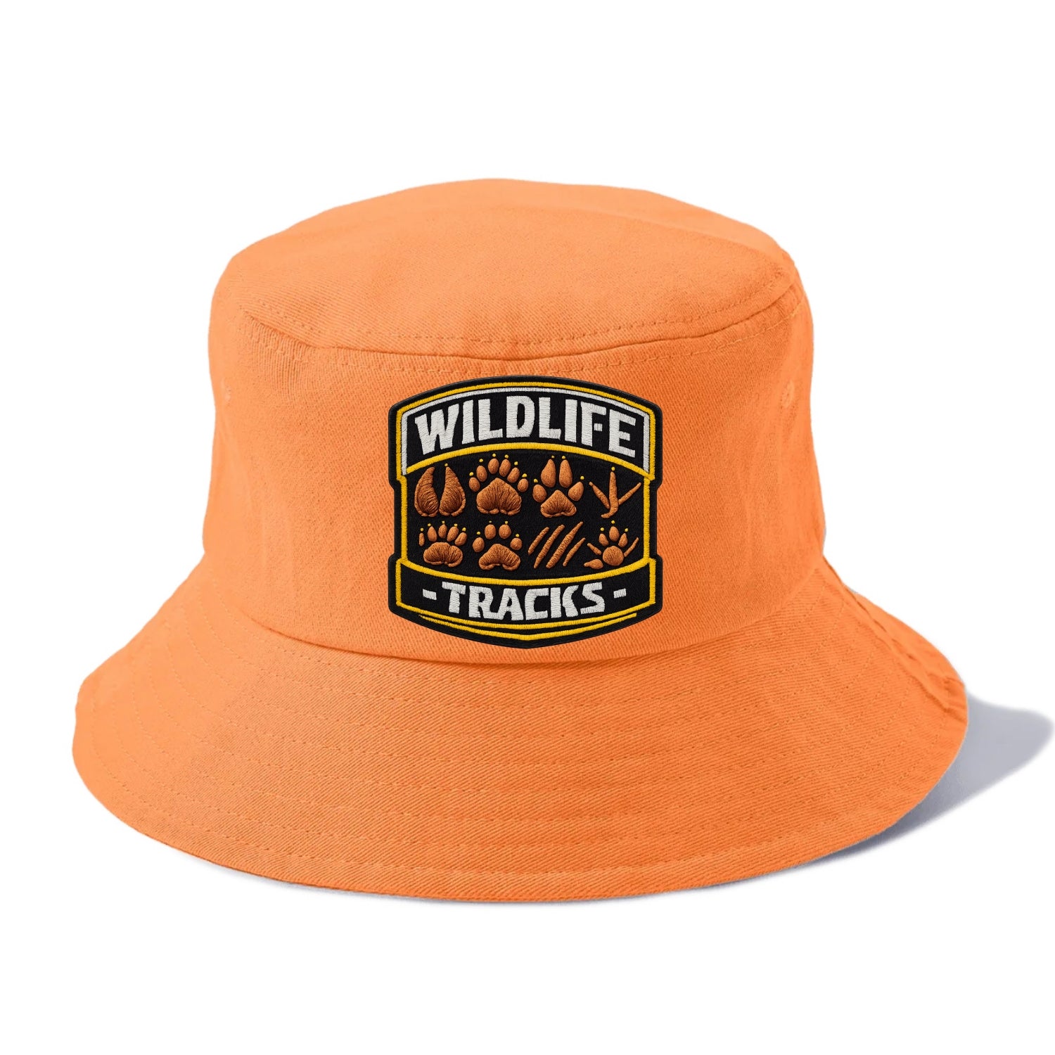 WILDLIFE TRACKS - animal footprints in brown , tracker - Bucket Hat - Terracotta Clay(Orange)