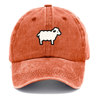 Sheep - White fluffy wool flat side profile - Classic Cap - Terracotta Clay(Orange)