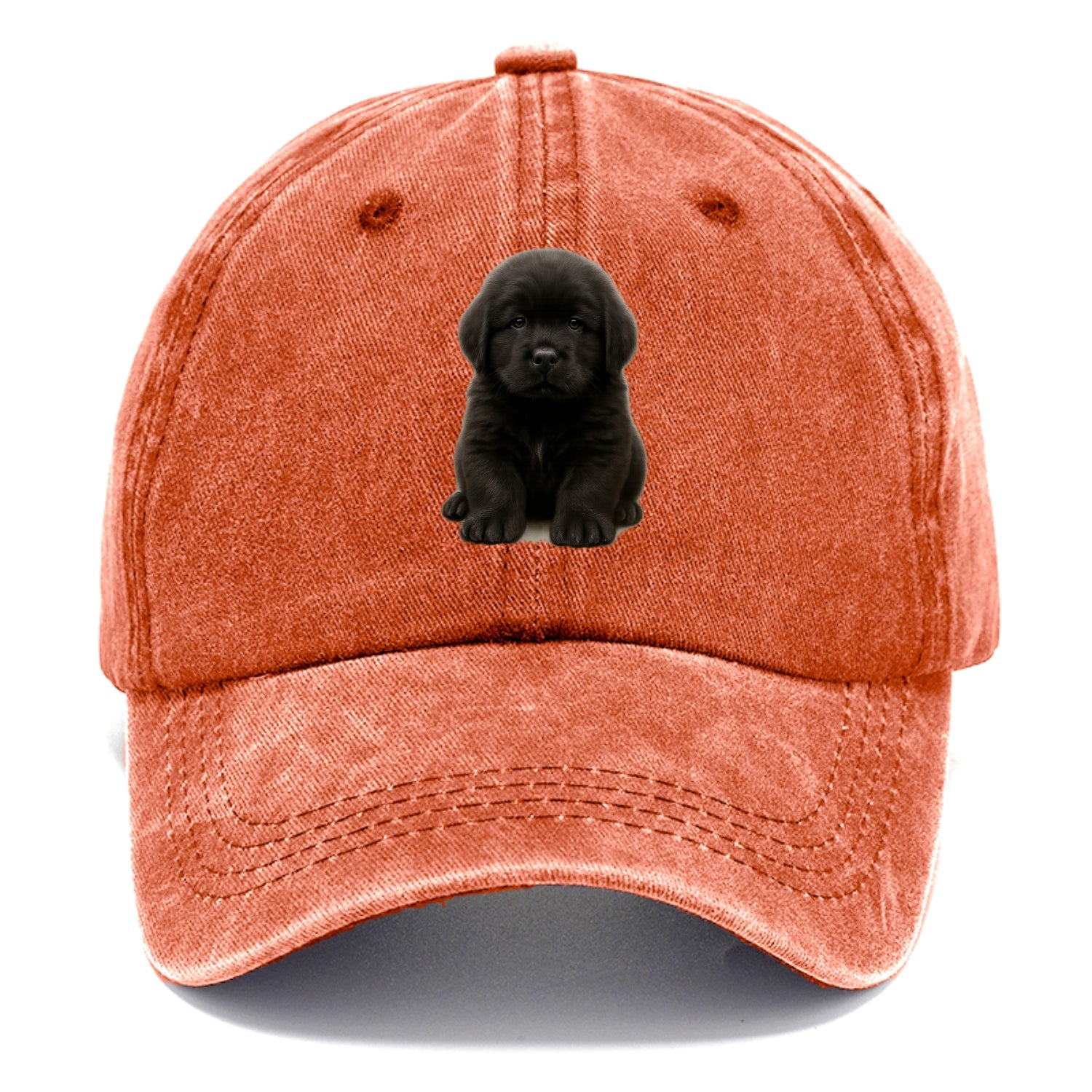 Baby Newfoundland Puppy - giant fluffy black, gentle eyes, webbed paws, front-facing, - Classic Cap - Terracotta Clay(Orange)