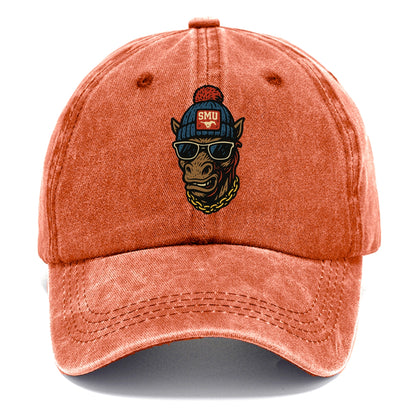 Dallas Mustang wearing SMU beanie with pony patch - Classic Cap - Terracotta Clay(Orange)