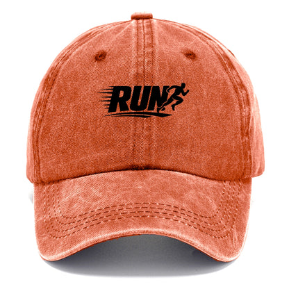 Bold typography design - "RUN" - cardio life, runner identity - Classic Cap - Terracotta Clay(Orange)