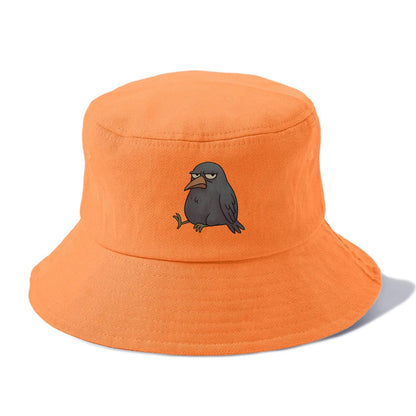 THE CROW JUDGES SILENTLY | Black crow with disapproving look - Bucket Hat - Terracotta Clay(Orange)