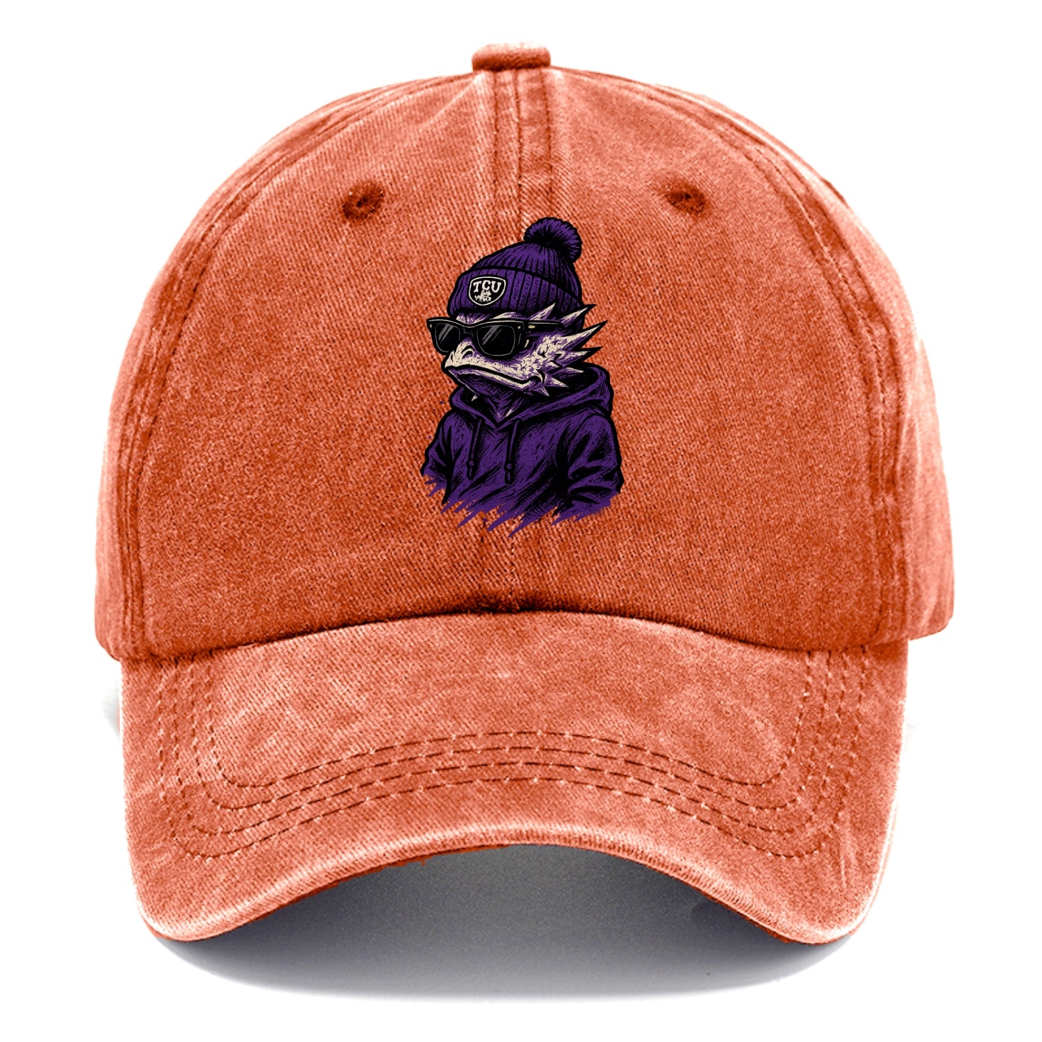 Fort Worth Horned Frog wearing TCU beanie with frog patch - Classic Cap - Terracotta Clay(Orange)