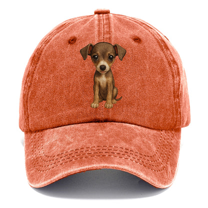 Baby Italian Greyhound Puppy - sleek tiny body, long legs, gentle eyes, front-facing, - Classic Cap - Terracotta Clay(Orange)