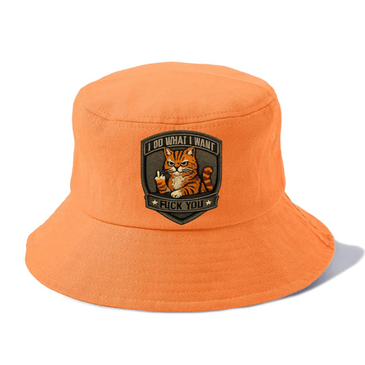 I DO WHAT I WANT CAT - sassy cat in orange , feline attitude - Bucket Hat - Terracotta Clay(Orange)