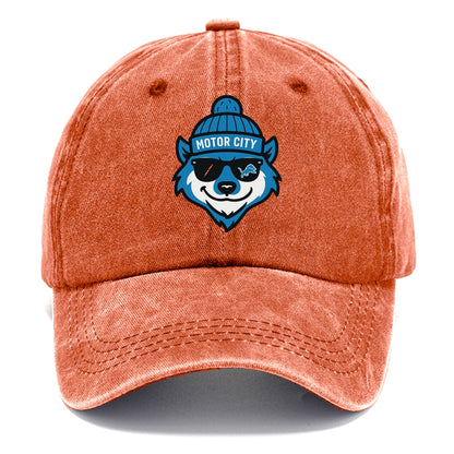 Motor City Wolverine wearing Lions beanie with gear patch and wayfarer sunglasses - Classic Cap - Terracotta Clay(Orange)