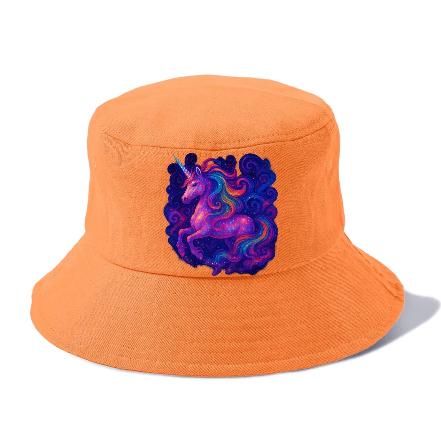 Magical unicorn with flowing rainbow gradient mane, iridescent horn with spiral light - Bucket Hat - Terracotta Clay(Orange)