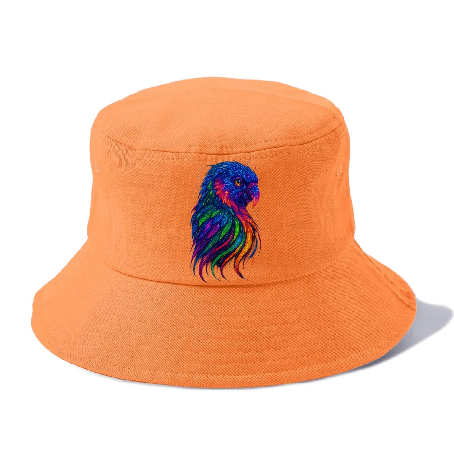 Vibrant parrot with feathers flowing into tropical rainbow streams, every color of the - Bucket Hat - Terracotta Clay(Orange)