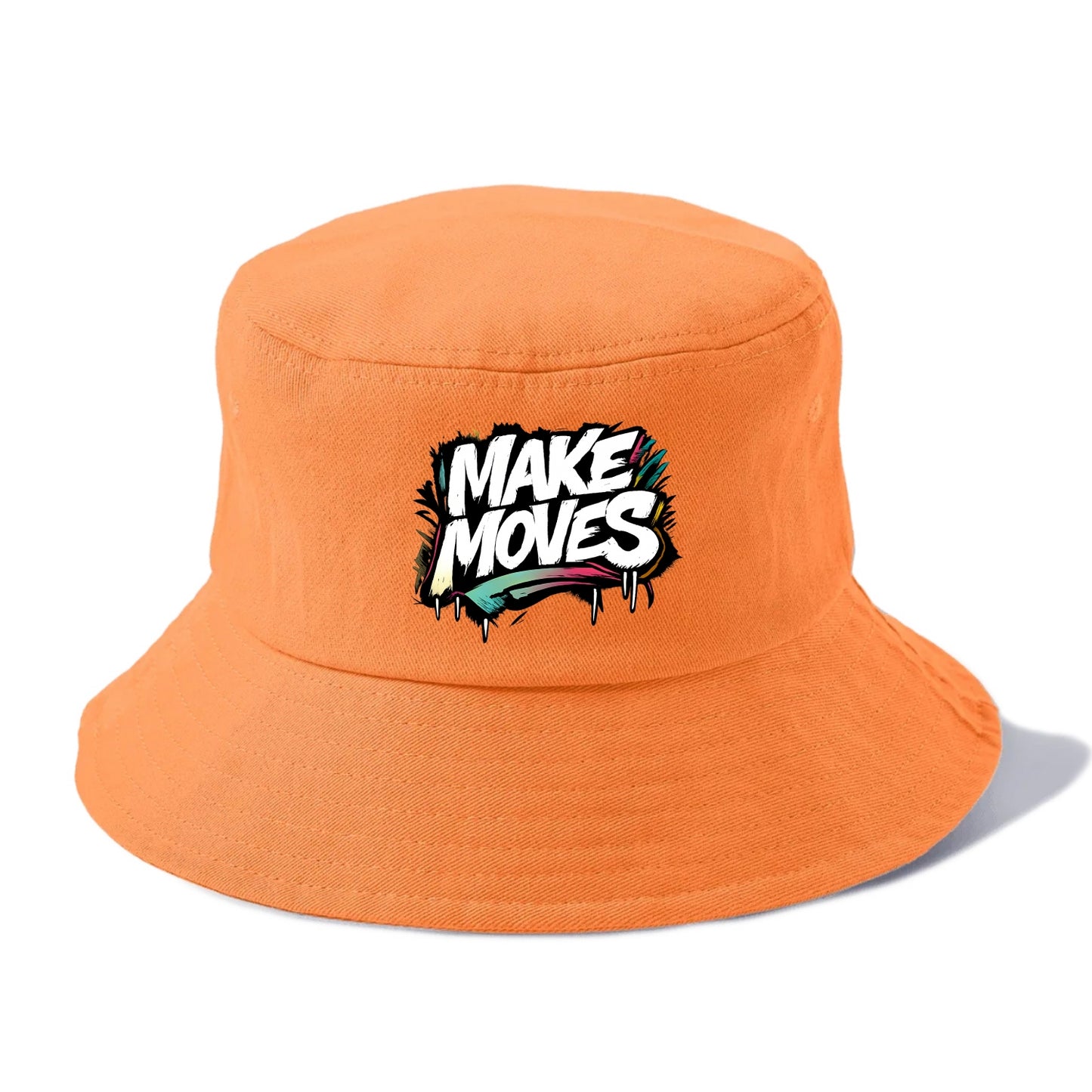 Bold typography design - "MAKE MOVES" - take action, progress forward - Bucket Hat - Terracotta Clay(Orange)