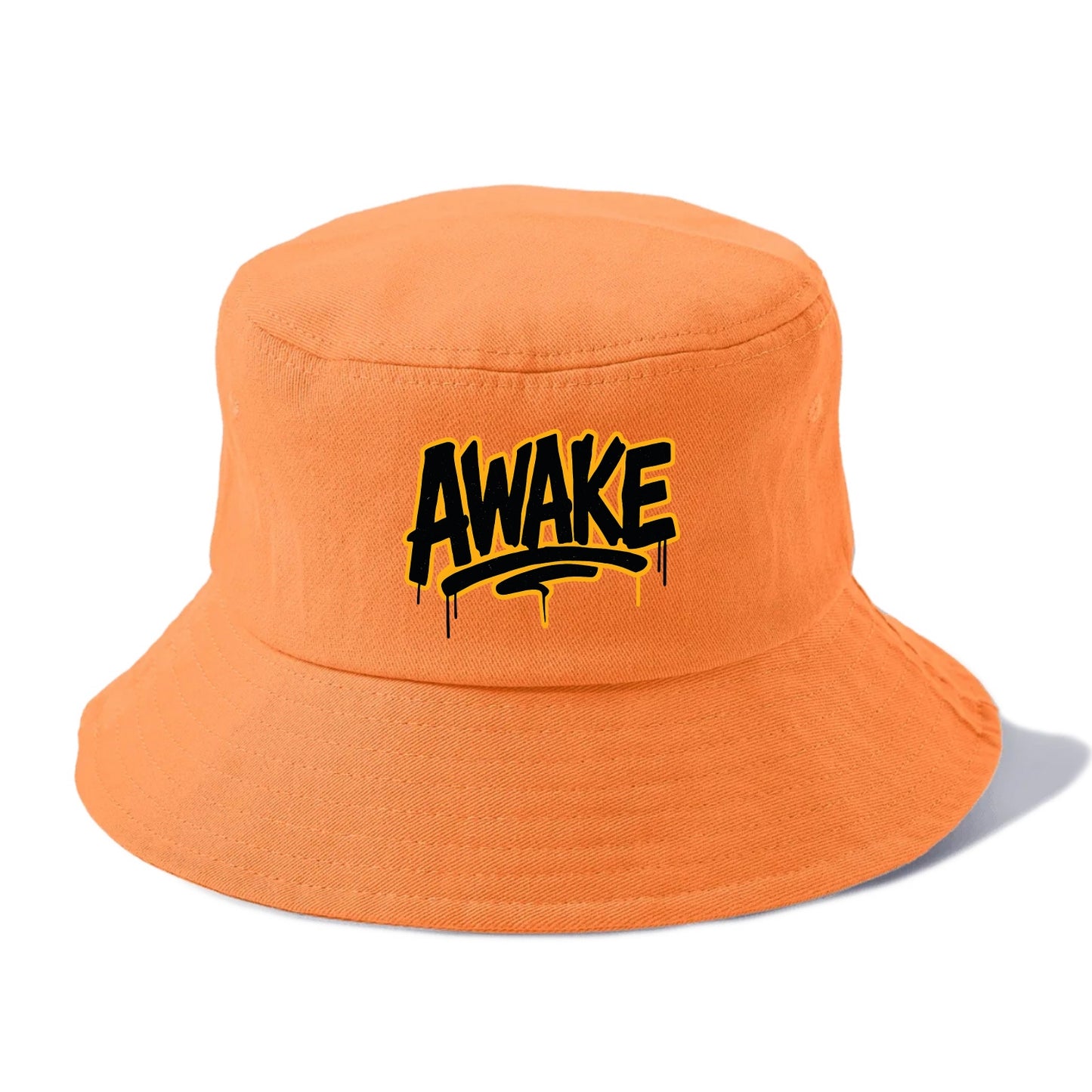 Bold typography design - "AWAKE" - conscious, aware, alert - Bucket Hat - Terracotta Clay(Orange)
