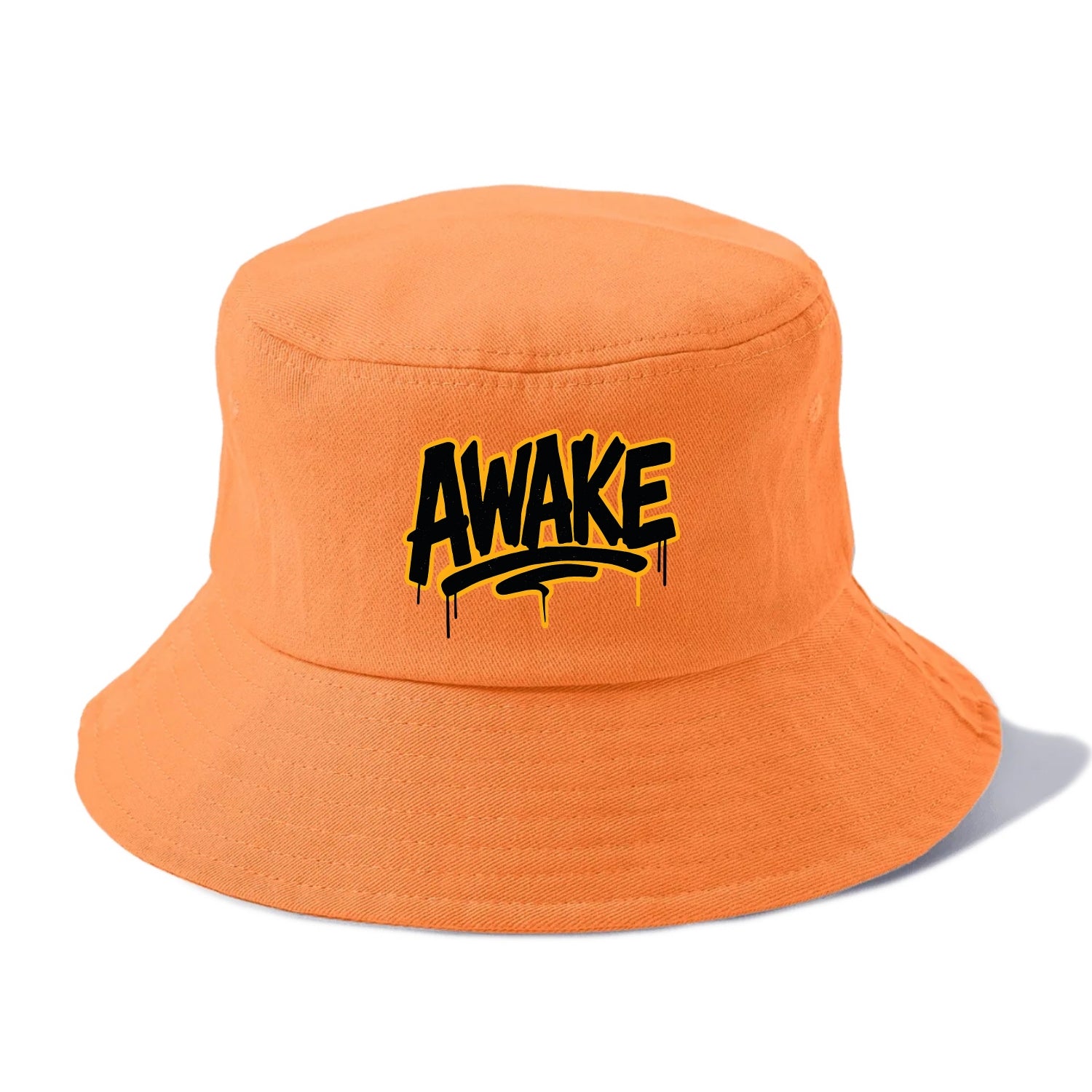 Bold typography design - "AWAKE" - conscious, aware, alert - Bucket Hat - Terracotta Clay(Orange)