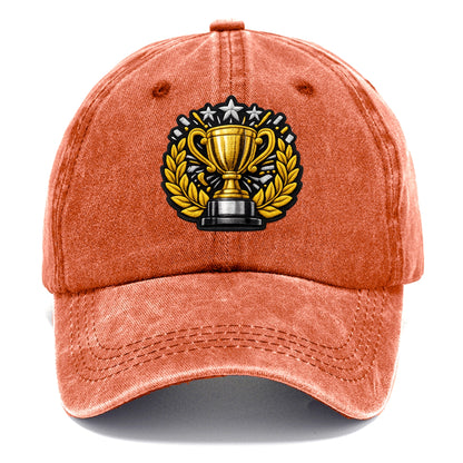 Embroidered patch design - CHAMPIONSHIP TROPHY - golden trophy cup with laurels in - Classic Cap - Terracotta Clay(Orange)