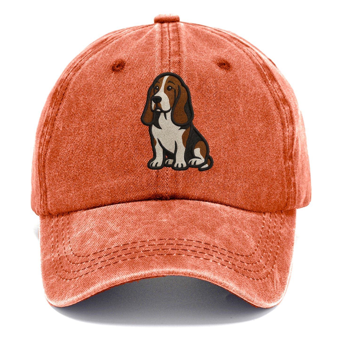Basset Hound - Tri-color embroidered sit Classic Cap - Terracotta Clay(Orange)